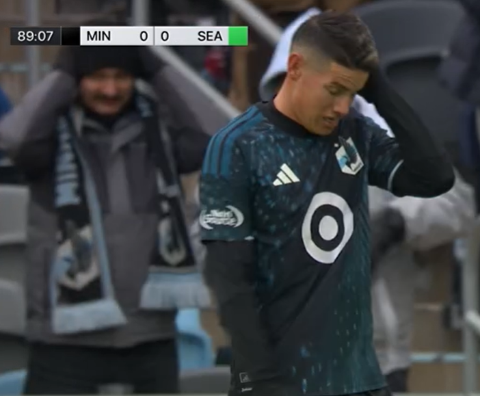 SVargasOK's tweet photo. 🇨🇴 Segundo partido para James Rodríguez con el Minnesota United, ingresando nuevamente en el 2T, esta vez en el minuto 77. Empate 0 a 0 de local ante Seattle Sounders. https://t.co/dqGUsVfMlx