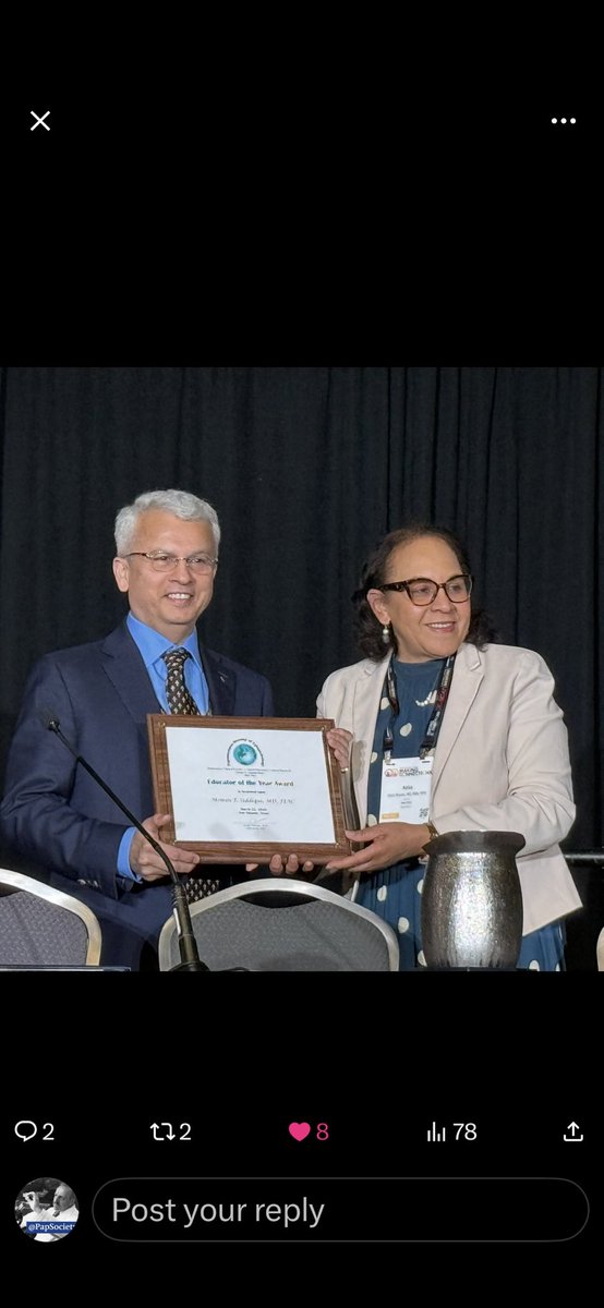 PapSociety's tweet photo. Congratulations to Dr. Momin T. Siddiqui on the Educator of the Year Award by @PapSociety 
Truly well deserved. An inspiring educator and mentor to so many in our field. @mtsiddi @AzizaNassar2 @DianaEstherossi @PoonamVohra3 @sam_albadri @Baskotacytopath https://t.co/HLEpgvprQY