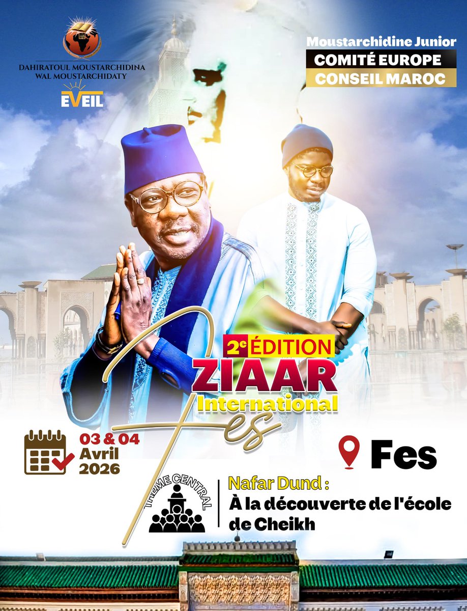 coliseedeleveil's tweet photo. J-15 
C'est un moment unique de communion spirituelle et de paix intérieure qui s'annonce à Fès. Pour cette dernière étape du Ziar International, la cité de Sidi Ahmed Tijani s'apprête à accueillir les fidèles dans une atmosphère de dévotion exceptionnelle.
Choisissez votre pack https://t.co/nF5inX2G1Y