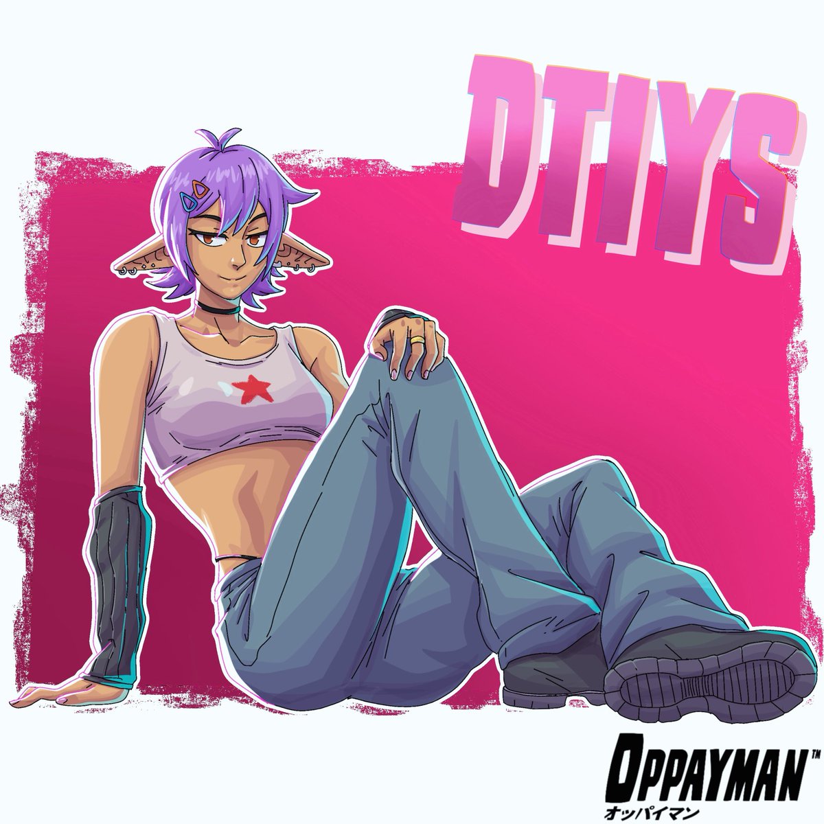 Oppayman08's tweet image. I participated a bit late in a DTIYS on BlueSky, here is my version ✨ 

#dtiys #oc #drawingart