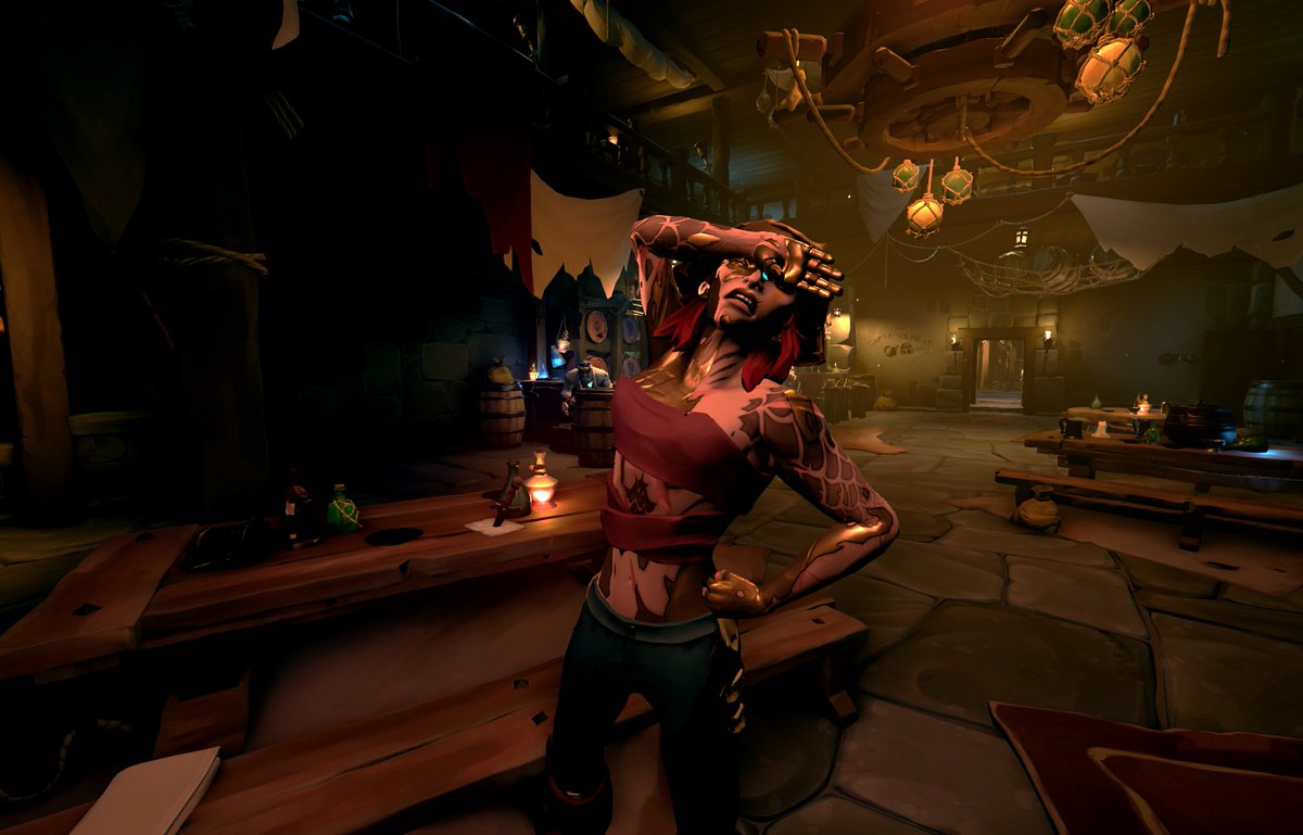 Inside_Again's tweet photo. Someone has stolen my blue hat!! I can't imagine who would do such a thing! #SlimeyHeist #BeMorePirate #SeaOfThieves https://t.co/ydv8E5rJhF