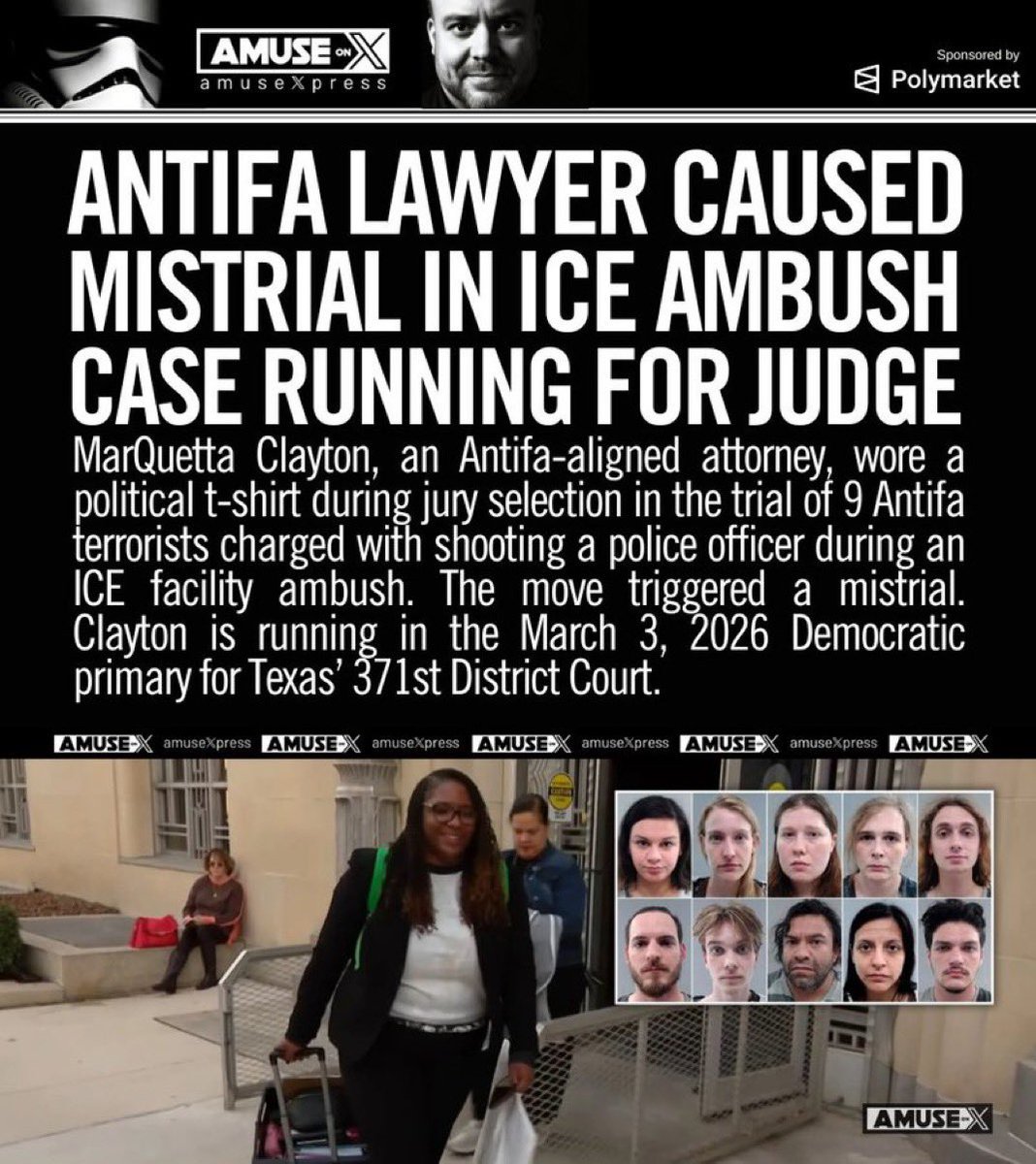 MissyIsMaga's tweet photo. MarQuetta Clayton just showed up to trial, wearing an antifa shirt to intentionally trigger a missed trial and release her murderous antifa comrades who murdered a police officer in cold blood.

Why are Democrats not marching in the street over this injustice? Do they really want peace?

Our judicial branch is so corrupt it is sickening.