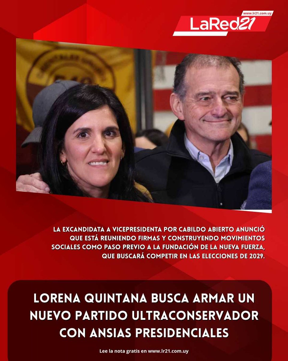 Lorena Quintana busca armar un nuevo partido ultraconservador con ansias presidenciales
lr21.com.uy/politica/14933…