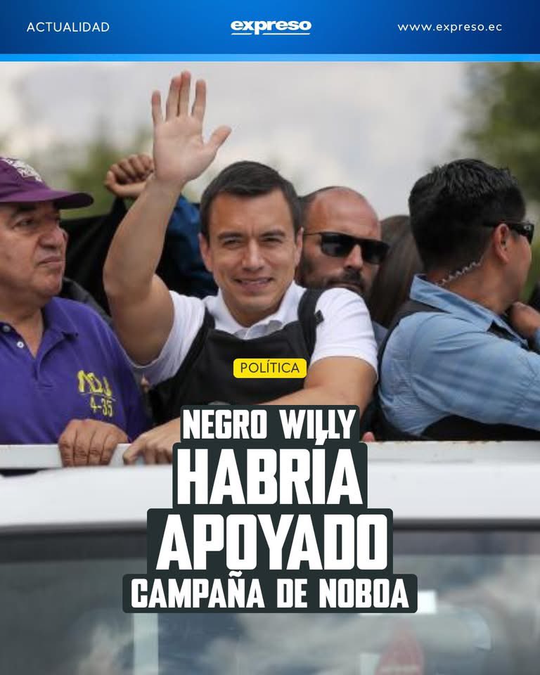 Presidente <a href="/DanielNoboaOk/">Daniel Noboa Azin</a> hace 5 días Ud realizó este post, supongo que ya le llegó la entrevista de #NegroWilly en la que textualmente dice “Los Tiguerones estábamos con el candidato', todo el mundo le votó. Fuimos quienes lo ayudamos con la financiación y la campaña” 

Espero