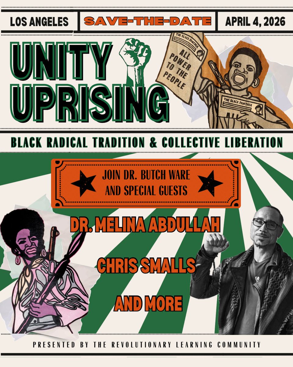 On April 4th, the 58th anniversary of Dr. King’s assassination, we rise.

Join me, <a href="/DocMellyMel/">Melina Abdullah</a> , <a href="/Shut_downAmazon/">Christian Smalls</a> , and more for Unity Uprising, an afternoon of radical conversation, community, art, and action.

“Solidarity beyond identity &amp; ideology.” - Dr. Butch Ware

Los