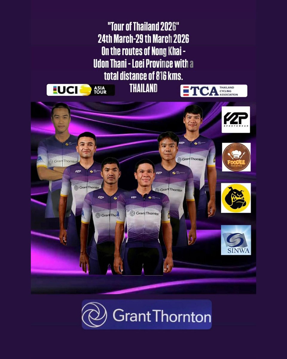 Repost via: @Grant_Thornton_Cycling_Team_GTCT

Tour of Thailand 2026 on the way

6 stages from 24th March - 29th March

Cheer for our riders: Sam, Pete, Boy, Oto, Nack, Thep.

#grantthorntonthailand #bolloxenergy #bollox #useyourbollox