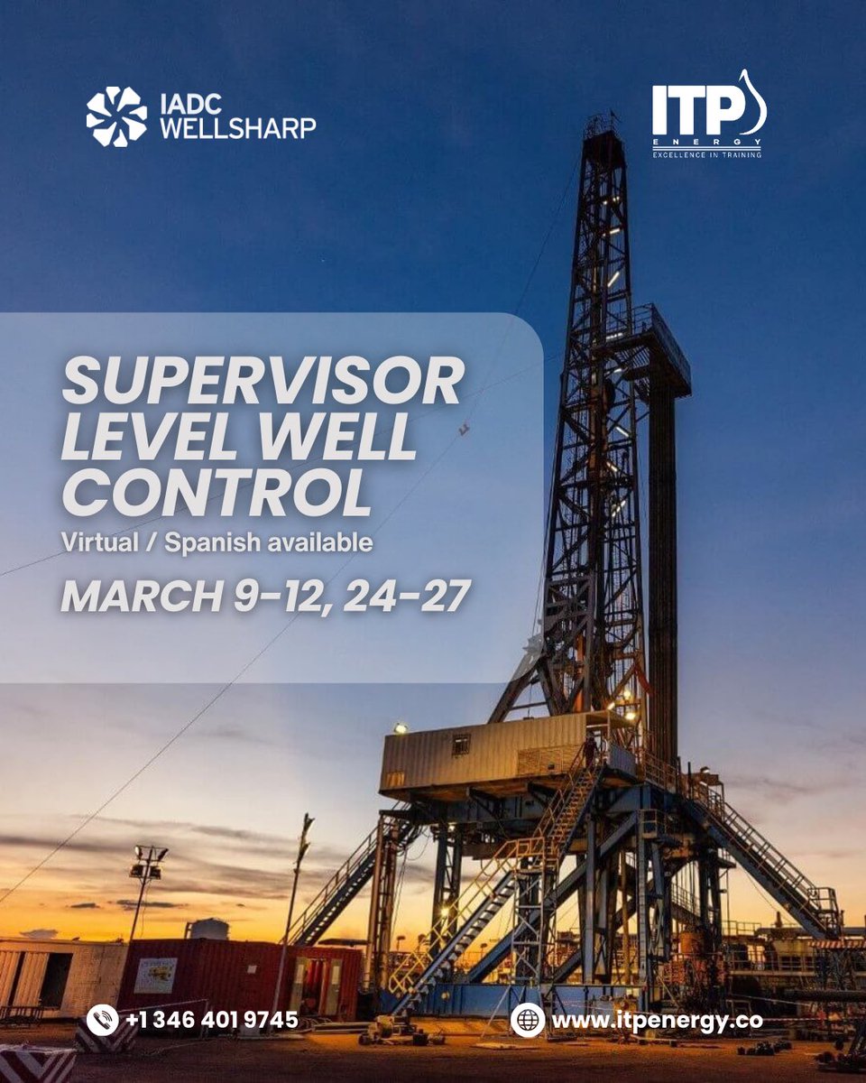 itpenergy's tweet photo. At the supervisor level, well control isn’t just knowledge — it’s your responsibility. 🛢️
Are you certified for it? 👇 https://t.co/6xZO8cGSKj