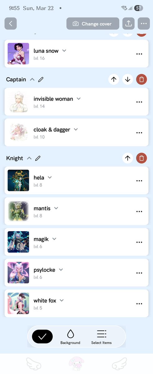 hypelist is awesome for keeping track of my hero progression 🥹🫶🏻 also ami is officially at knight status!