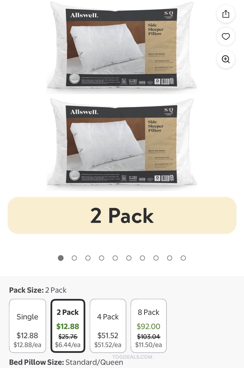 thedealsguy_'s tweet photo. $13 (2 pack) Allswell Side Sleeper Bed Pillow with HYGROCOTTON® Temperature Regulating Cover, Standard/Queen

Normally $13 for 1   

https://t.co/A3zWdo6ovQ

#WalmartPartners #Ad https://t.co/whALPru8cI