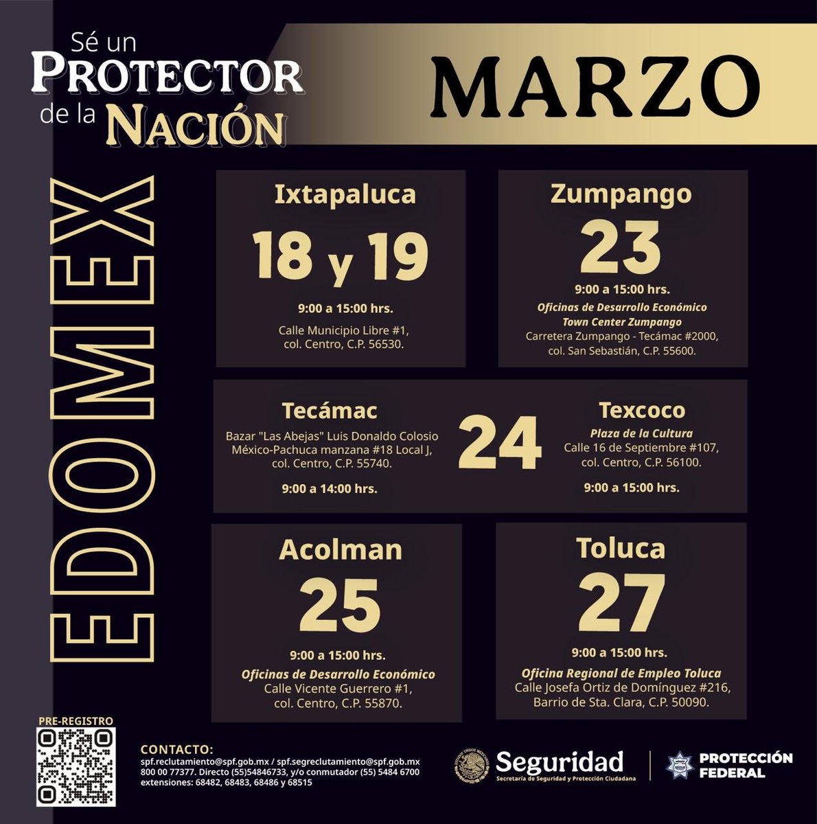 spf_sspc's tweet image. 🚨 EDOMEX 🚨 

En el #SPF 
sentimos: Lealtad a México, servicio a su gente y compromiso con la Nación. 

Regístrate en convocatoria.spf.gob.mx y forma parte de las Protectoras y Protectores de la Nación. 🇲🇽 

#ProtectoresDeLaNación #MásCercaMásSeguros