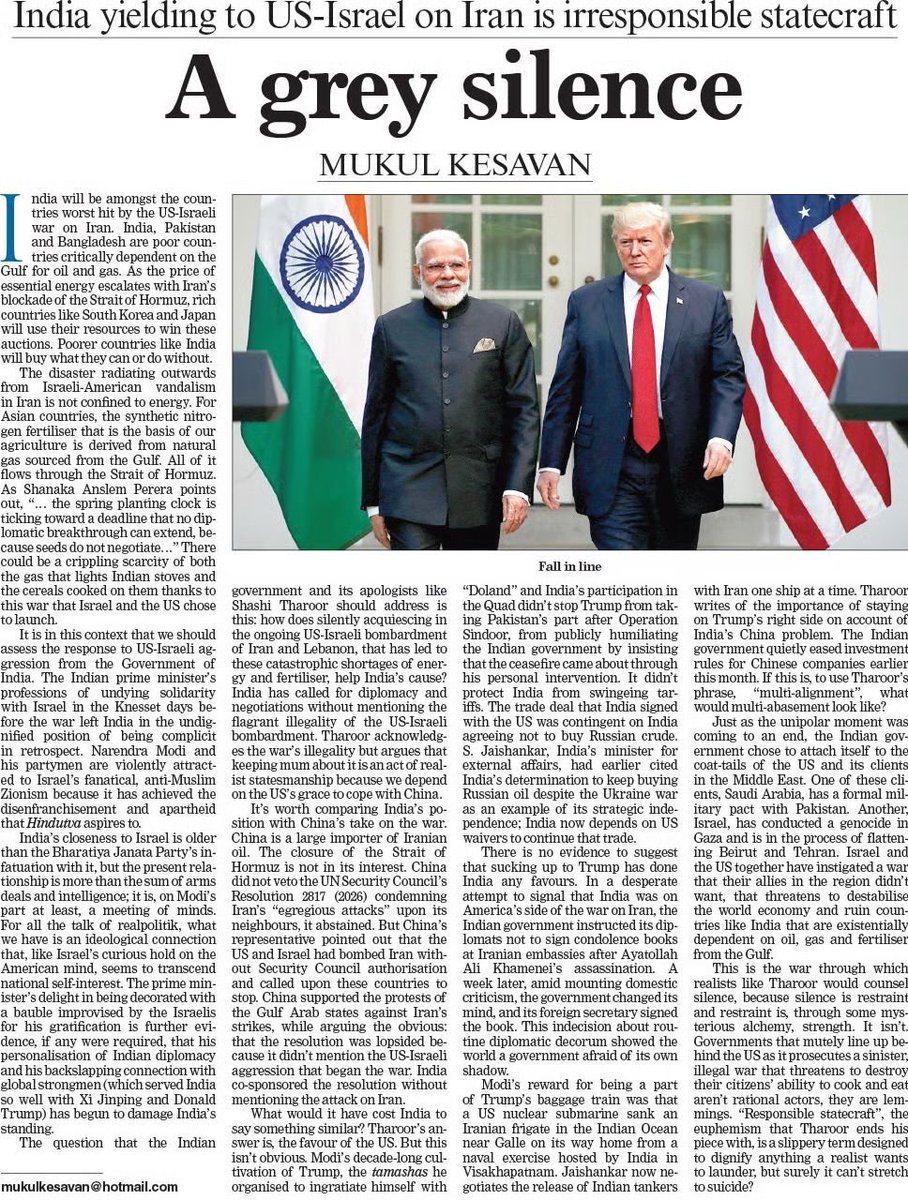 dhrubachoudhur5's tweet image. A Grey Silence by @mukulkesavan  and 

Dictionary Of Foreign Policy by @samzsays ... 

Both the articles are simply awesome...

#ModiFailed