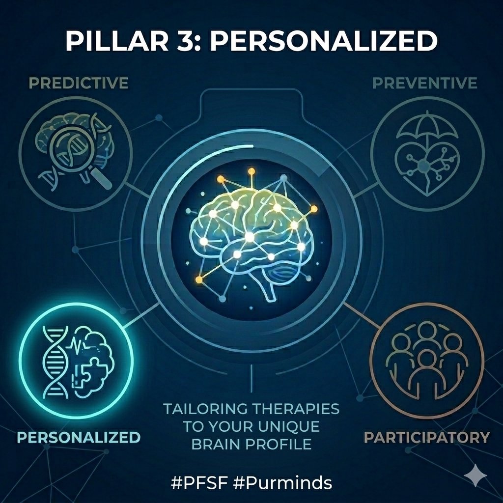 PurMinds_'s tweet photo. Pillar 3: Personalized. 🧬 No two brains are the same, so why should treatments be? We are leveraging data to ensure the right patient gets the right therapy at the right time. Precision is the new standard. #PersonalizedMedicine #HealthTech $PFSF #Purminds https://t.co/ktXSREQXKX