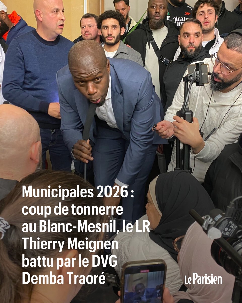 Municipales 2026 : coup de tonnerre au Blanc-Mesnil, le LR Thierry Meignen battu par le DVG Demba Traoré
➡️ l.leparisien.fr/achf