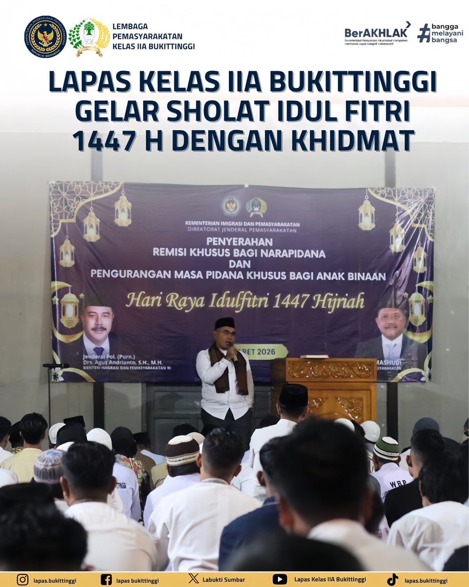 labukti's tweet photo. LAPAS KELAS IIA BUKITTINGGI GELAR SHOLAT IDUL FITRI 1447 H DENGAN KHIDMAT https://t.co/TJUugjdT4b