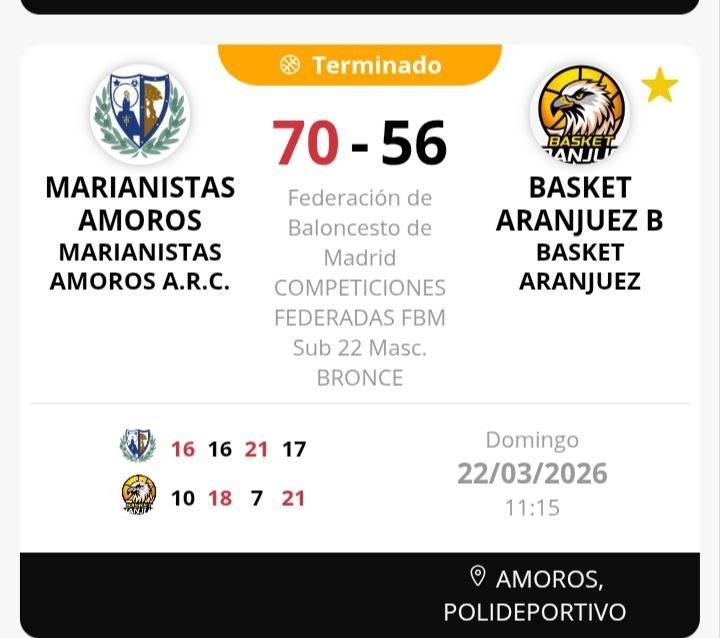 Derrota del #Sub22B frente a <a href="/basketamoros/">Baloncesto Amorós</a>. <a href="/mgortega25/">Manuel González</a>: "Partido competido a pesar de que nos presentamos con un equipo con varias ausencias"