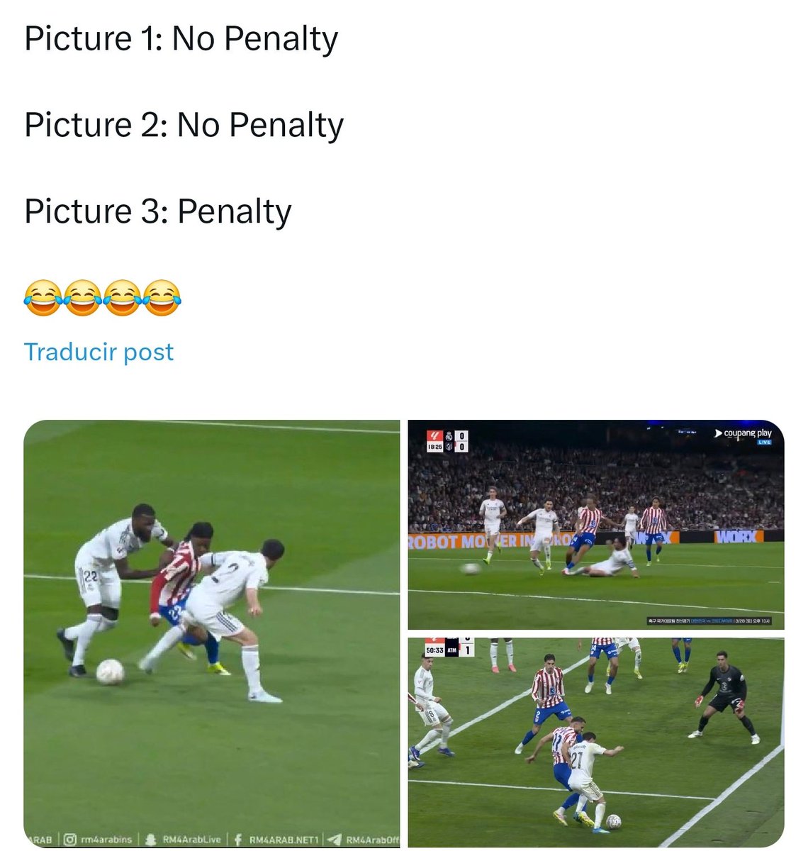z_alday's tweet photo. @rickypazo @Atleti Los madridistas juegan con el arbitraje a su favor y aún así piensan que está en su contra. Juegan con otras reglas. https://t.co/sx5RpzYPzP