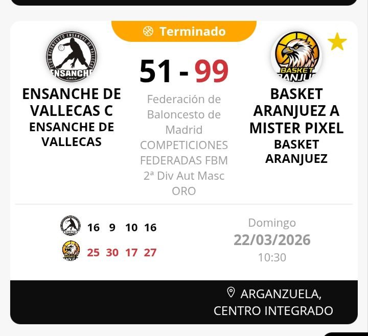 Victoria del #SenMascA en la cancha de <a href="/CBEnsancheVK/">CBEnsancheDeVallecas</a>. <a href="/javipb13/">Javi</a>: "Partido serio, seguimos preparando los playoffs"