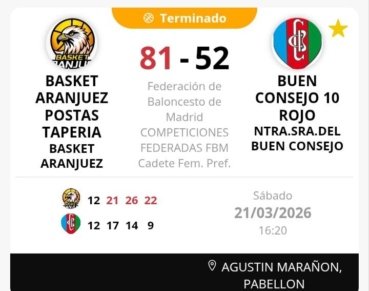 Victoria del #CadFem #PostasTapería frente a <a href="/BasketCbc/">Baloncesto Buen Consejo</a>. #Alonso: "Gran victoria trabajada desde la defensa en una semana complicada. Mucho potencial en este equipo, confianza total!!"