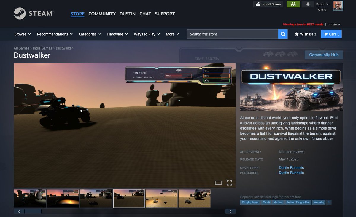 drunnells's tweet photo. Steam! ... almost. Another step closer to a published game! #BuildInPublic #indiegames #gamedev #DEVCommunity https://t.co/yUR97V5t3u https://t.co/COzrohLvBF