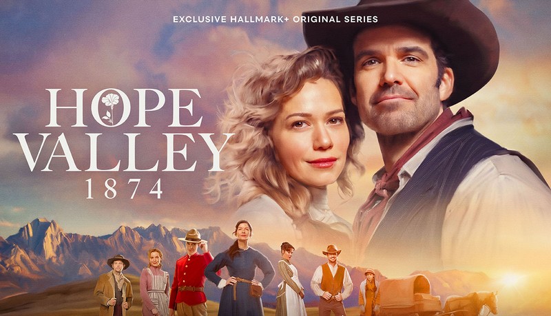 StarryMag's tweet photo. .@HallmarkPlus series #HopeValley1874 is streaming now! #Hearties can snag some insight on making the show from star @BenjaminAyres and Bethany Joy Lenz watching reporter @LilMissAnthropy's exclusive interview at https://t.co/6UWbLG7Tia! https://t.co/ObqnEMR9cn