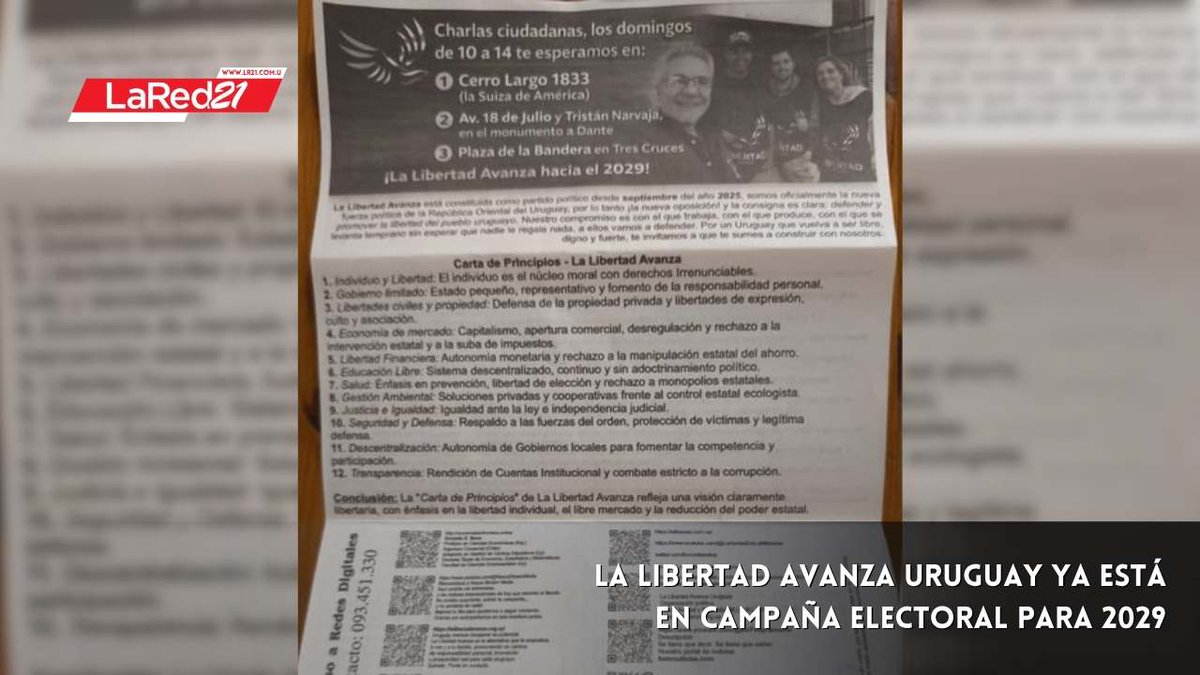 *La Libertad Avanza Uruguay ya está en campaña electoral para 2029*
lr21.com.uy/politica/14934…