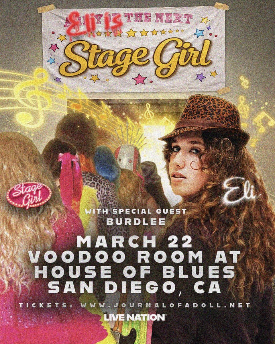 San Diego! Eli plays the Voodoo Room at House of Blues tonight!!! ✨

I’ll be there &amp; I’m super excited 🥹 Who else is going? 💕

Doors 7 PM
Burdlee 8 PM
Eli 9 PM