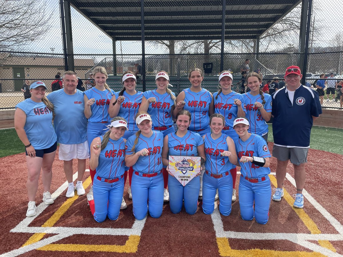 Got it done in the championship. <a href="/kenziekoch15/">Kenzie Koch</a> picks up 9K in a CG win. 2 H for <a href="/AdisonDurbin/">Adison Durbin 2027</a> (1B, 2B, 2RBI). <a href="/ClaraNowak9/">Clara Nowak</a> with a 2B &amp; 2R scored. <a href="/paige_brayy/">Paige Bray</a> added a H and R scored. Solid 1st weekend out for the Heat ladies. Next action will be April 10-12. Back to work!