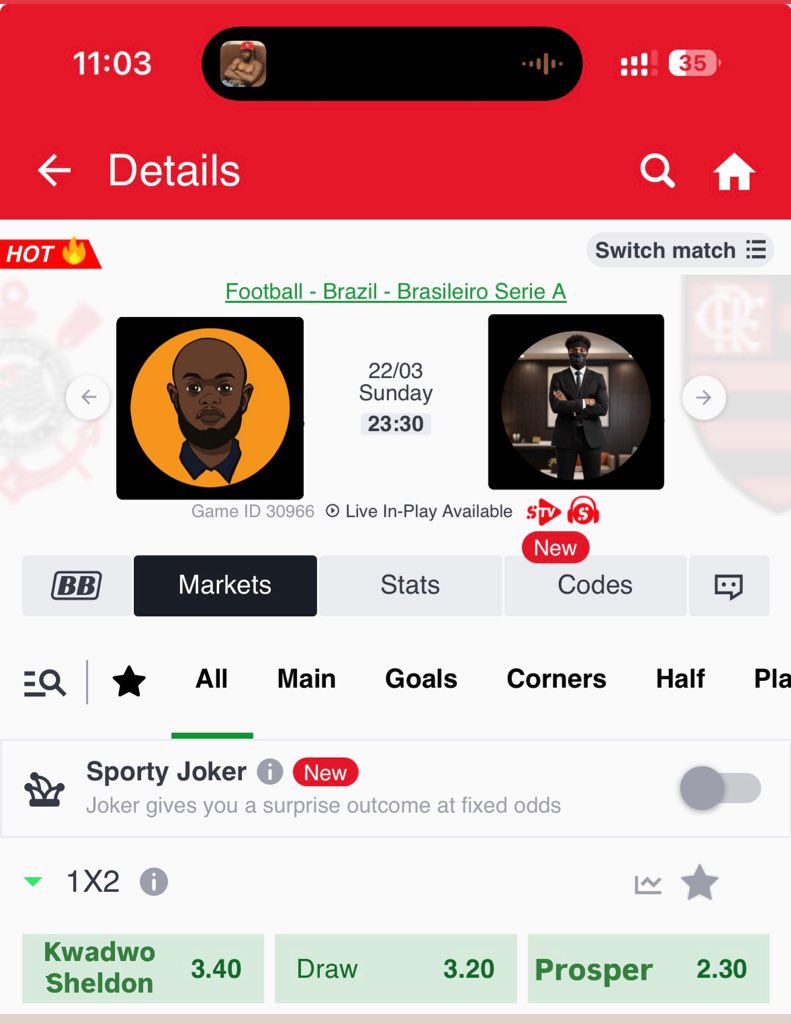 Kwadwo Sheldon vs Prosper BYK live odds
Stake on Sportybet sharppp🤣🤣🤣