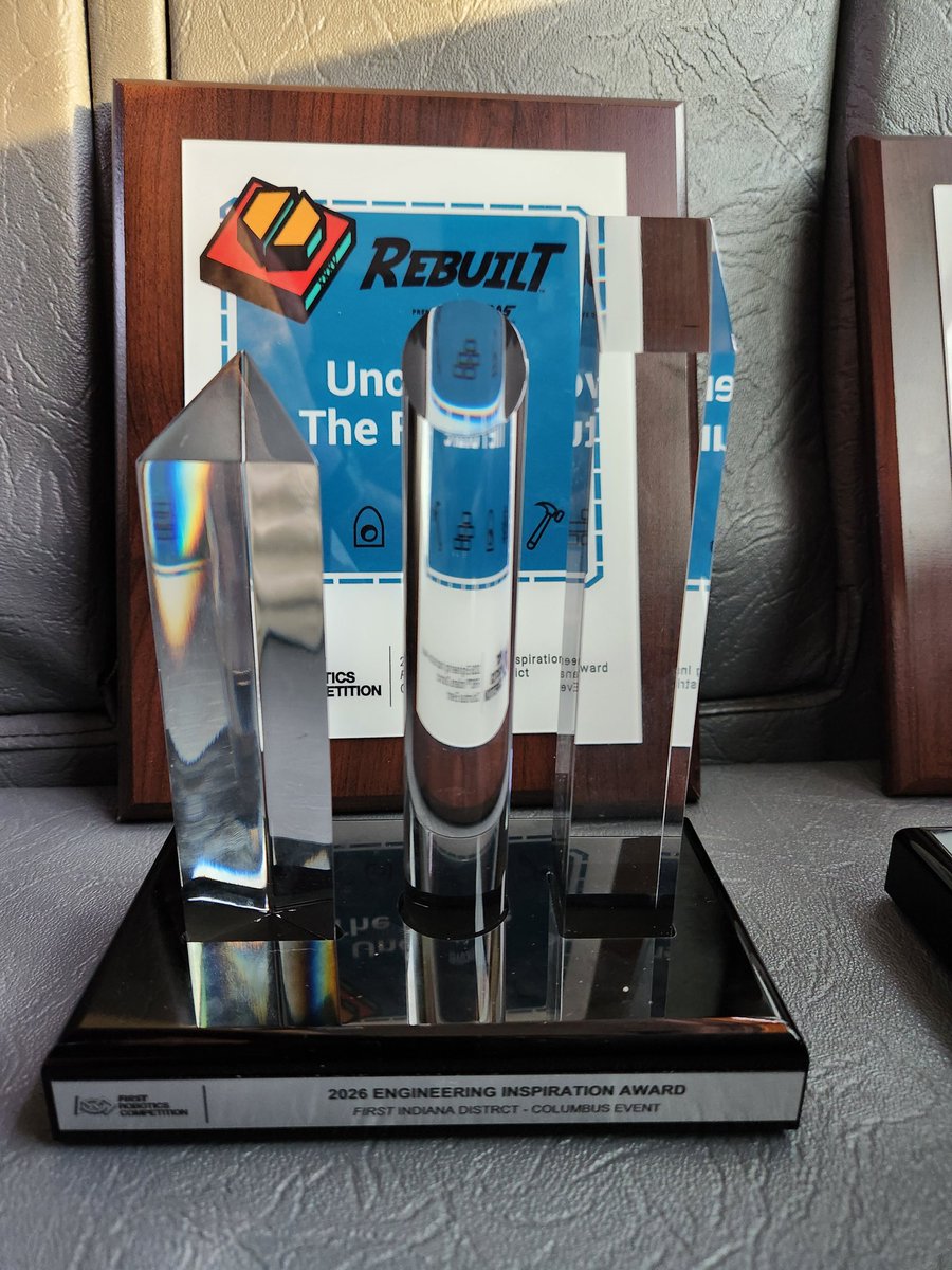 FRC5010's tweet photo. Fishers TigerDynasty is bringing home some hardware from Columbus!

1) 2nd Place Finalist Award
2) Engineering Inspiration Award https://t.co/Nl9szhIySd