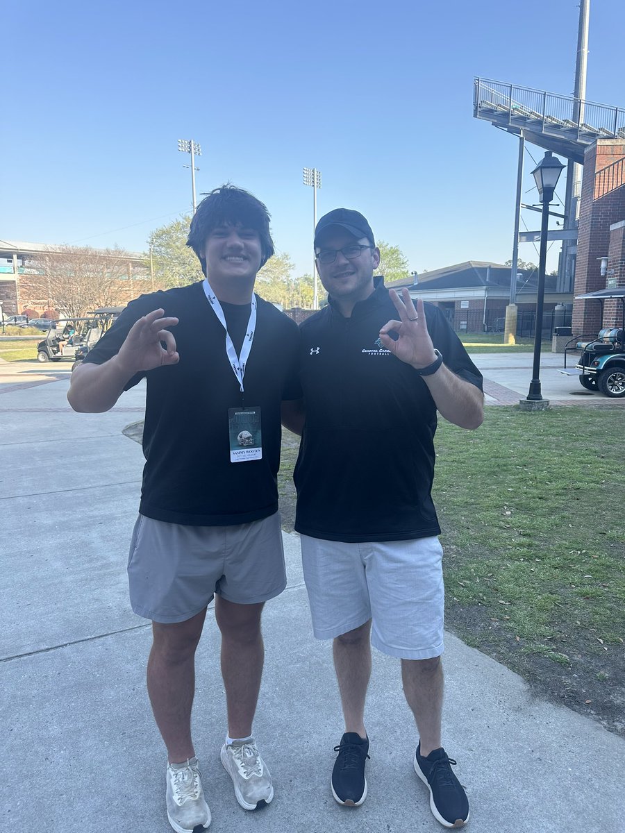 SammyWoote98749's tweet photo. After a great Junior Day and conversation with @Ry_Beard I am so grateful to announce I have received an offer from Coastal Carolina University! #AGTG #GoChants

@CoachLasker75 @CoachOliphant32
@CoachNeeley_ @TheLake_FB
@CoachJohnson_56
@CoachNGilbert https://t.co/qREQQn71Sy