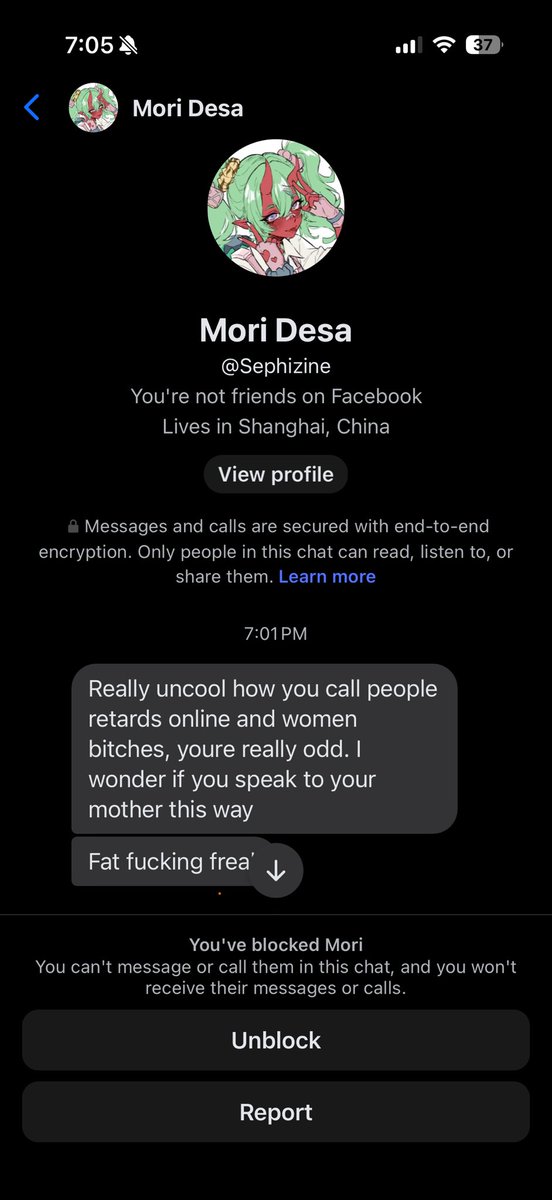 deadnations's tweet photo. I called someone out on Twitter and then blocked them after arguing online. Then proceeds to stalk and find my Facebook account to harass me. Will be contacting authorities thanks. https://t.co/4WkycbNqRI