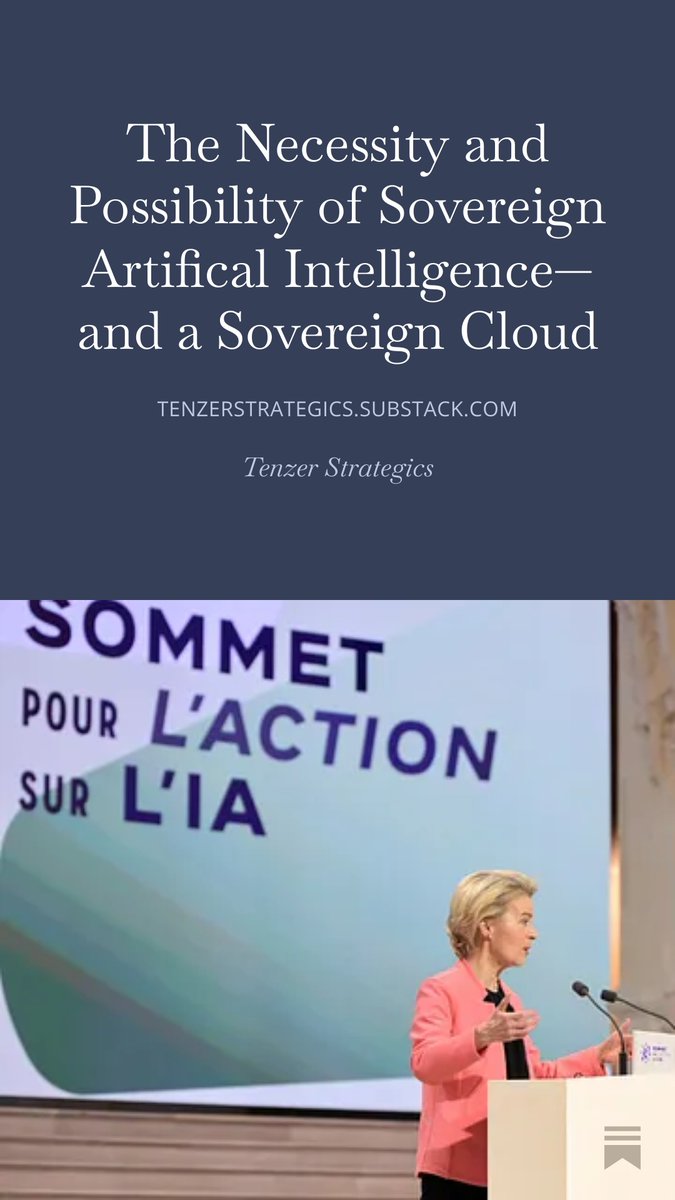 NTenzer's tweet photo. In this 171st in-depth essay on my IR blog—and the third in our six-part series on AI—Constantin @VaillantTenzer &amp; I discuss the realities, possibilities and myths surrounding sovereign AI—a critical issue, particularly for Europe.
This one is unpaywalled.
https://t.co/LCrkdXeeT7 https://t.co/9M9FBFCIAq