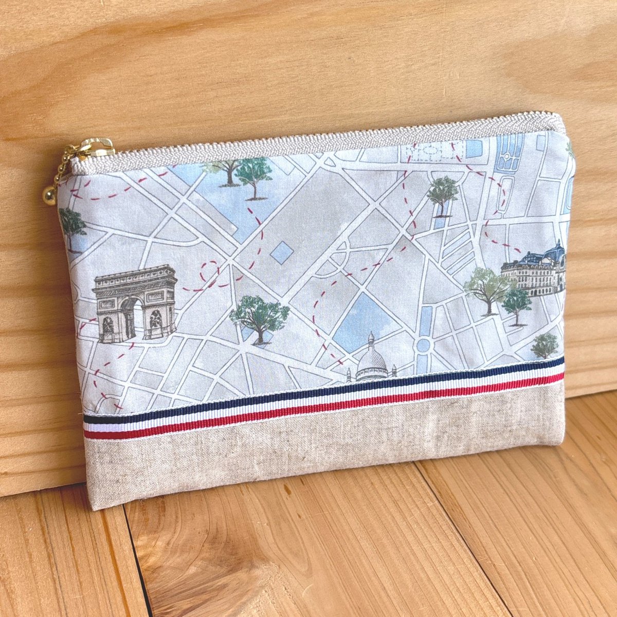 1点もの リバティ フラットポーチ ポケット付 ＜Rue de Paris