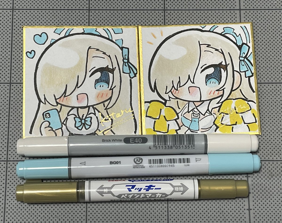 アスナの髪色はコピックのE40
リボンやヘイローはBG01がぴったりなんじゃないかな…！と思うのですが、この色も良いよ！というのがあったら教えてください…！🙇‍♀️
画像は仕上げに色鉛筆でグラデーション入れてます…！