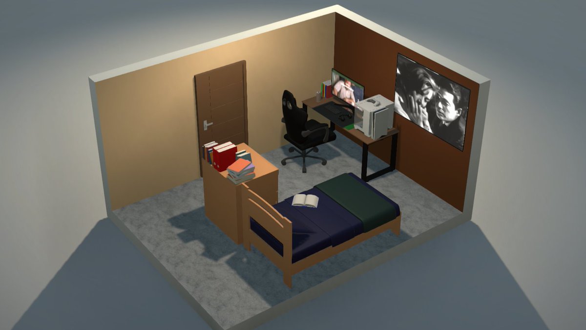 to fazendo uma copia do meu quarto num joguinho aqui mano acho que nao vou sair hoje nao