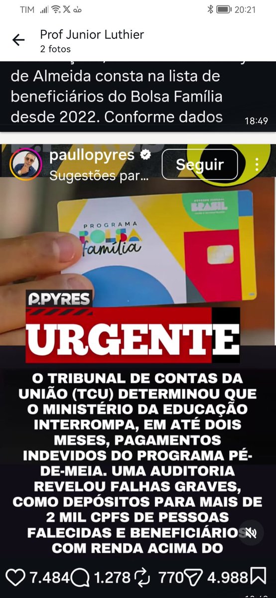 Qual a novidade aqui? Zero!!! 0 <a href="/ptbrasil/">PT Brasil</a> quando não estão mentindo estão roubando.
<a href="/SenadoFederal/">Senado Federal</a>
<a href="/camaradeputados/">Câmara dos Deputados</a>
É cadê as falcatruas do <a href="/exercitooficial/">Exército Brasileiro 🇧🇷</a> com o Banco Master? Tem que mostrar. <a href="/EmbaixadaEUA/">Embaixada EUA Brasil</a> ou se acaba com o PT ou eles acabam com a nossa liberdade. <a href="/TheEconomist/">The Economist</a>