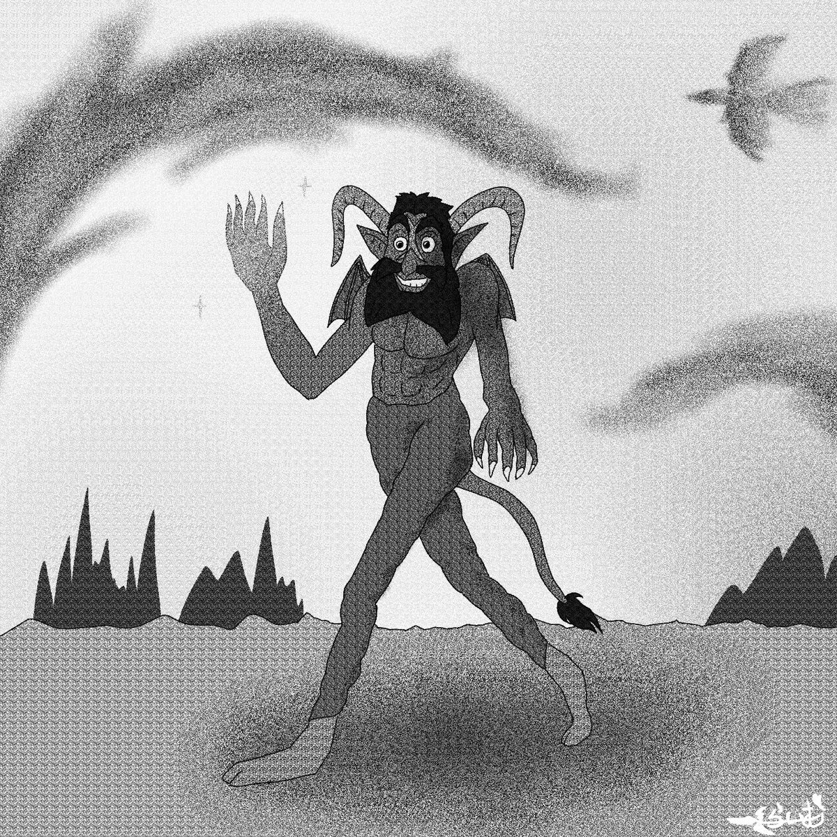 ナドラガンドの炎の領界に伝わる炎と冷気の悪魔。　 #雷矛絵