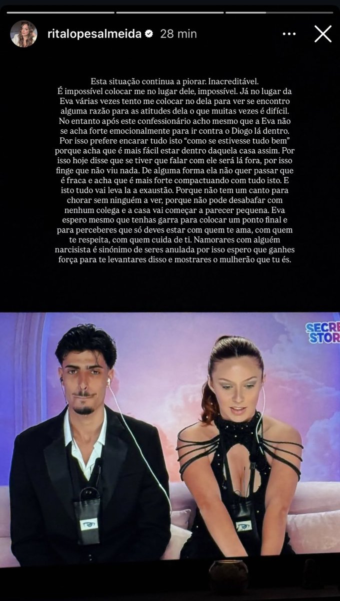Certeira 👏🏻 enquanto isso temos de ouvir certos comentadores contratados pela tvi a dizer que temos de ter empatia pelo Diogo 🫠
#teamrita
