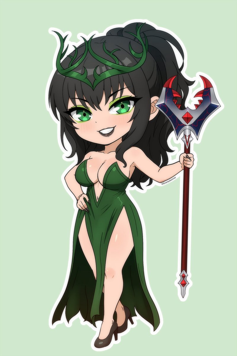 ScarletKnivesX's tweet photo. Chibi style comm for @KdzFireFist of his OC Caelia the Sluagh Queen! https://t.co/3GJiYebziV