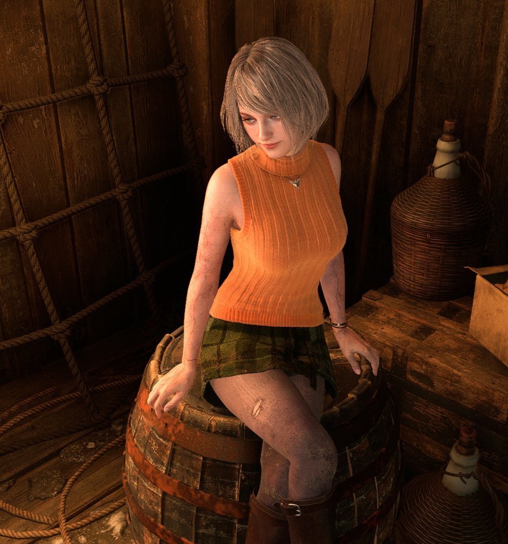 Uravity98114's tweet image. All those DLSS 5 Resident Evil upscale images just look like this to me:

BEFORE:                                                      AFTER: