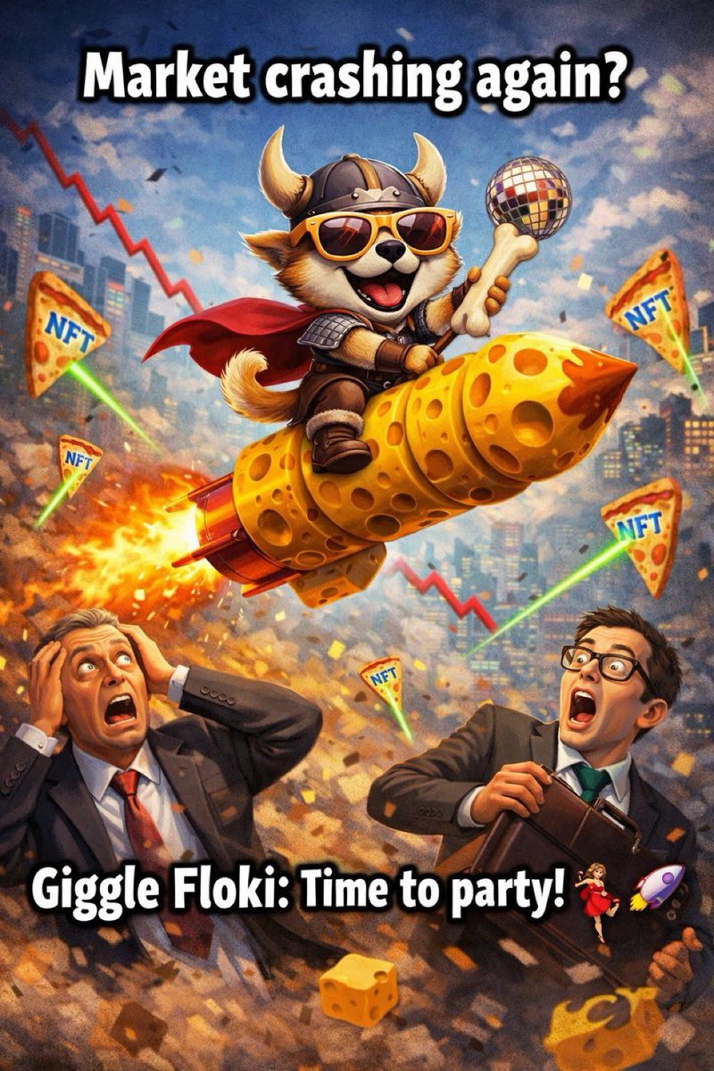 jasier52's tweet photo. When the market crashes,
Giggle Floki doesn’t panic… he parties on cheese rockets while NFTs chase bankers!
#GiggleFloki #CryptoMeme #NFTMadness #DogecoinVibes #MarketParty #CryptoHumor #FlokiGang #HODLFun #CheeseRocket @GiggleFloki
#GiggleFlokiArmy https://t.co/DsJlKpugOX