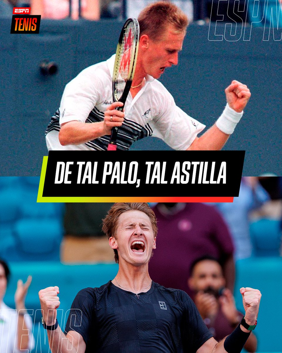 ESPNtenis's tweet photo. EL TALENTO COMO HERENCIA. 🤝

En 1997, 🇨🇿 Petr Korda venció al entonces N°1 del mundo, Pete Sampras, y logró uno de los triunfos más importantes de su carrera.

29 años después, 🇺🇸 Sebastian Korda, su hijo, derrotó a Carlos Alcaraz en el #MiamiOpen y logró su primera victoria ante un N°1 del mundo.