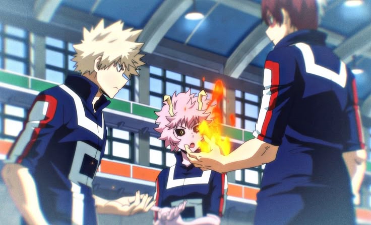 I THINK THIS SCENE IS SO COOL, THE WAY BAKUGO AND SHOTO ARE TEACHING ASHIDO HOW TO BETTER USE HER QUIRK