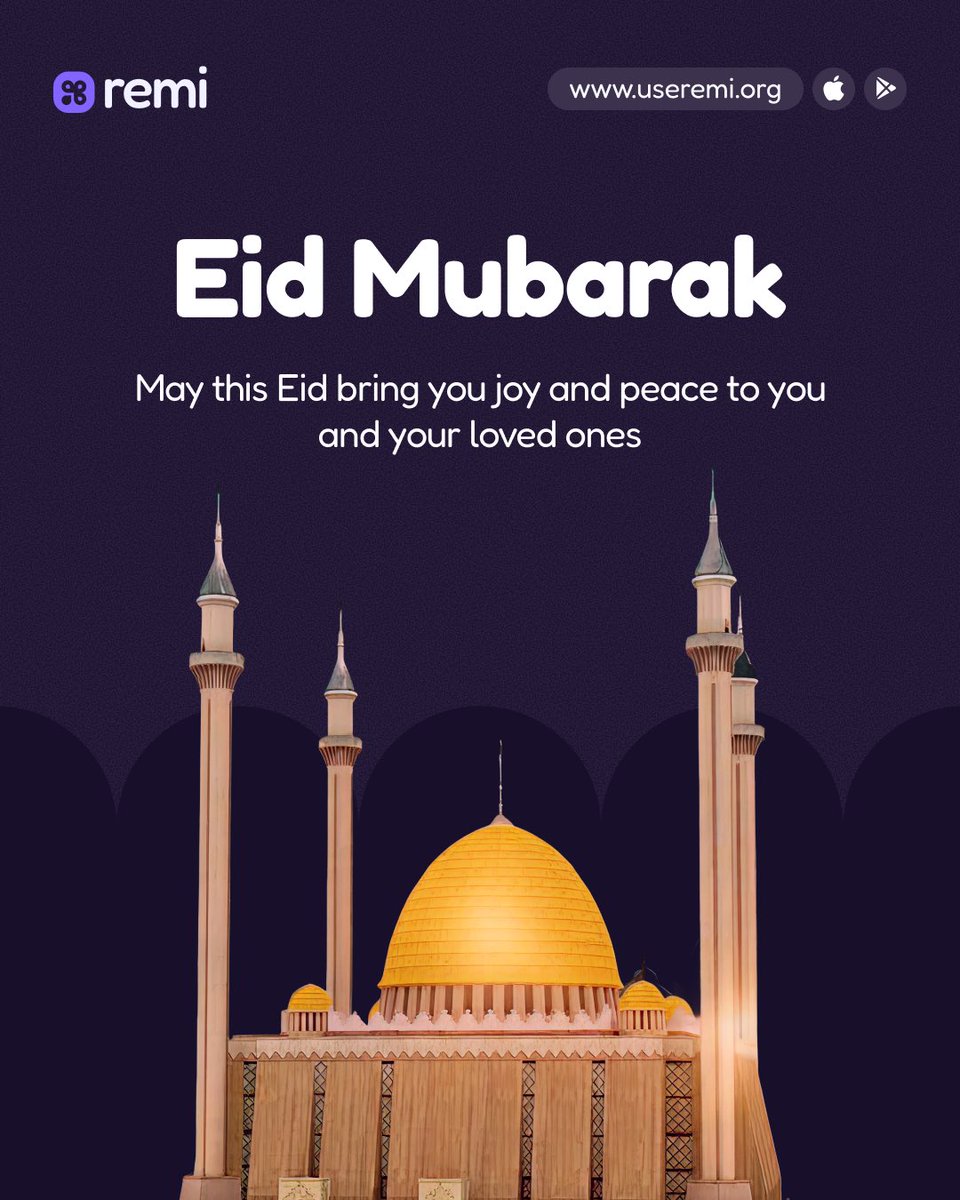 xero_africa's tweet photo. 🌙✨ Eid Mubarak from all of us at Remi!
May this beautiful season bring you peace, joy, and endless blessings.
As you celebrate with loved ones, may your days be filled with happiness and your heart with gratitude.
#EidMubarak #CelebrateEid #Remi #FestiveJoy https://t.co/Yyt1fnQpdE
