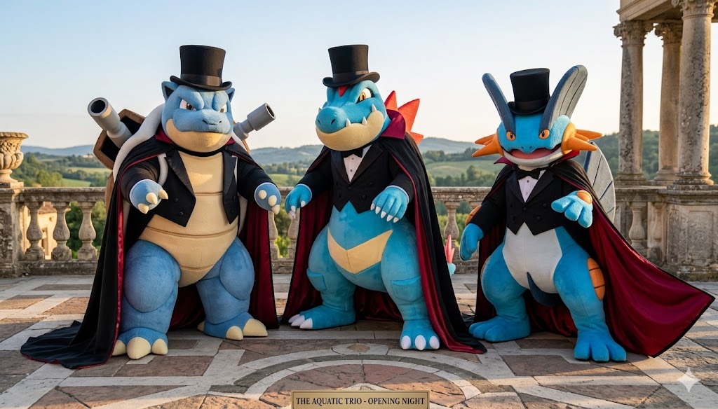 ChaoemperorC's tweet image. Blastoise (Lex), Feraligatr (Vector), and Swampert (Dean). The caped Pokemon gentlemen heroes mascots ready to attend their formal dinner and meet and greet with some kids.

#blastoise #feraligatr #swampert #mascot #mascotcostume #cosplay #pokemon #cape #tophat #tuxedo