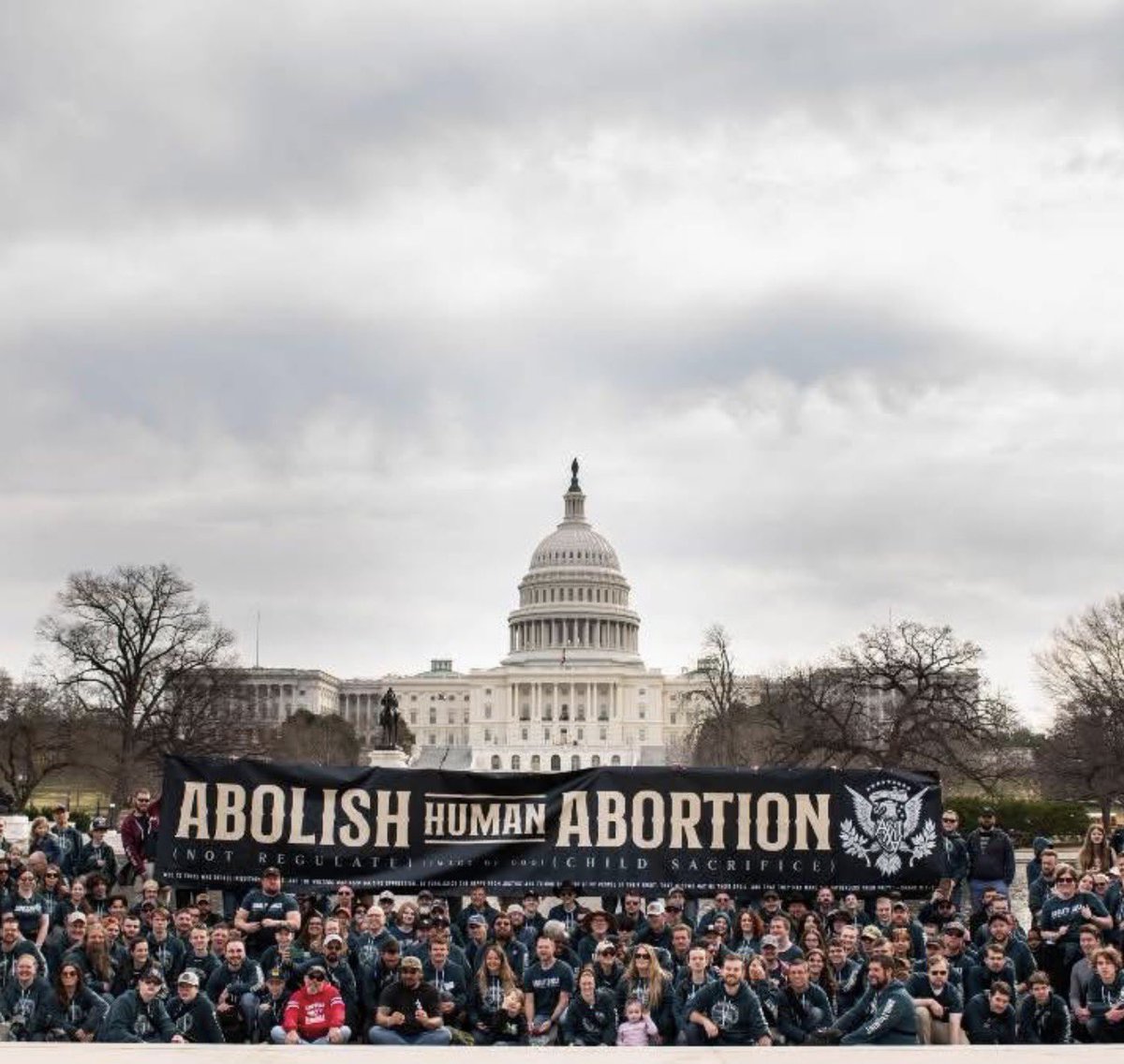 AbolitionistJen's tweet photo. Today has been one year since abolitionists descended on our nation’s Capitol to demand that the slaughter of innocent image bearers be immediately abolished.

Our demands have not changed. 

You cannot regulate child sacrifice and escape the judgment of a holy God. 

Abortion must be abolished.