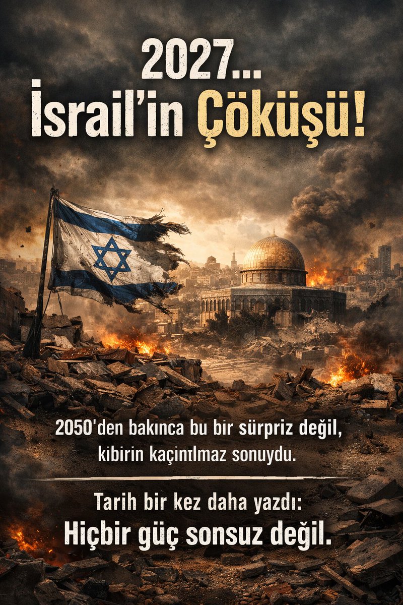 2027… İsrail, dokunulmaz sanılan bir gücün aslında ne kadar kırılgan olduğunu gösteren çöküşün adı oldu. Uyarılar vardı ama kimse dinlemedi. 2050’den bakınca bu bir sürpriz değil, kibirin kaçınılmaz sonuydu. Tarih bir kez daha yazdı: Hiçbir güç sonsuz değil.