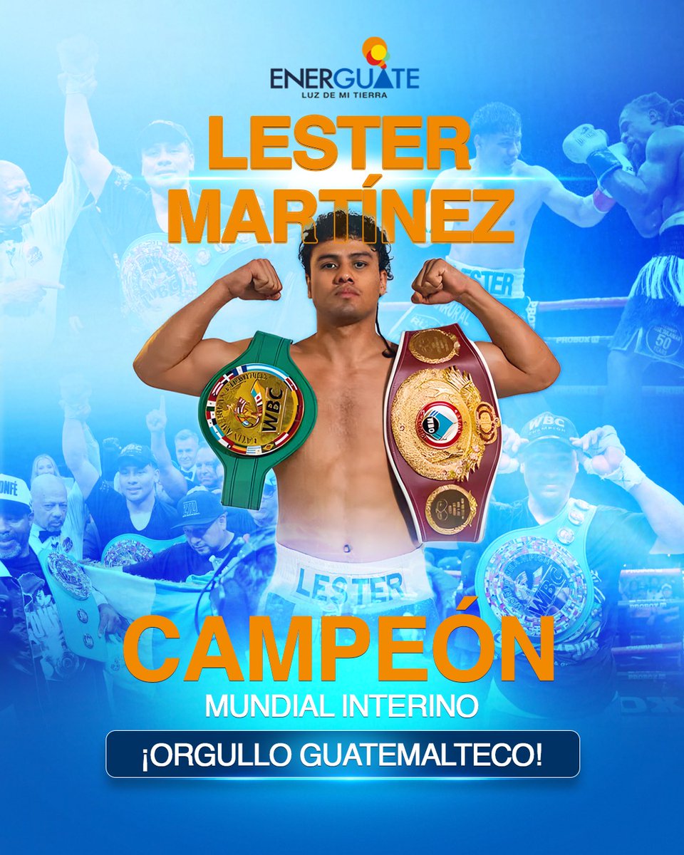 Energuate_'s tweet photo. 🥊⚡ ¡Orgullo que nos llena de energía!

Felicitamos a Lester Martínez por su gran victoria, un logro que inspira a todo un país a seguir adelante con determinación y pasión.

Porque cuando el esfuerzo se transforma en triunfo, se encienden nuevas oportunidades para todos. 🇬🇹✨

#TrabajamosParaTi #Guatemala