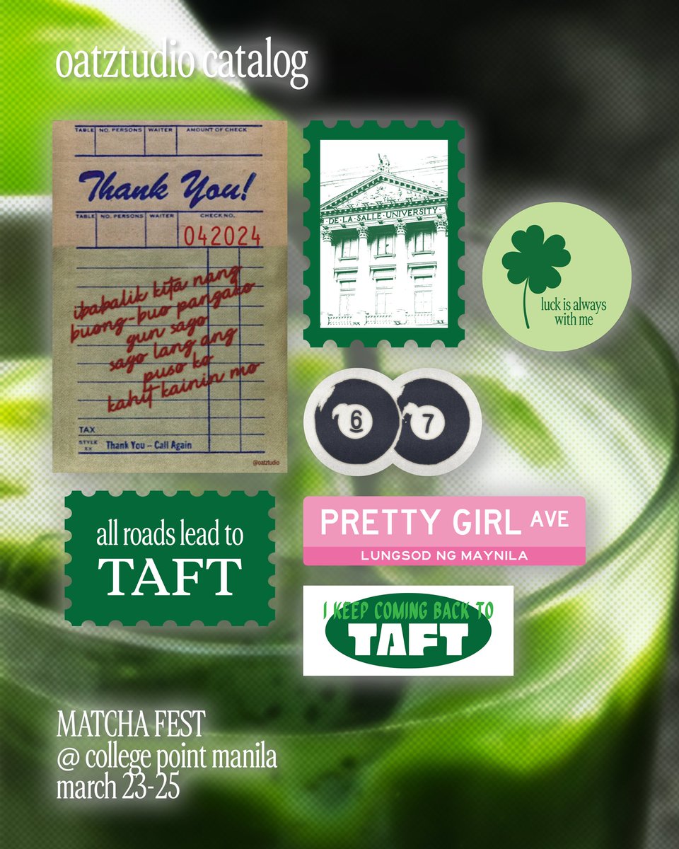 oatztudio's tweet photo. will be at theloveclubmarket’s matcha fest from march 23-26 💚

here’s my catalog for the event 🤓

tabling with @withlovefull! love &amp; oatz 🤍

see you guys there! https://t.co/TXo1nFcyN0