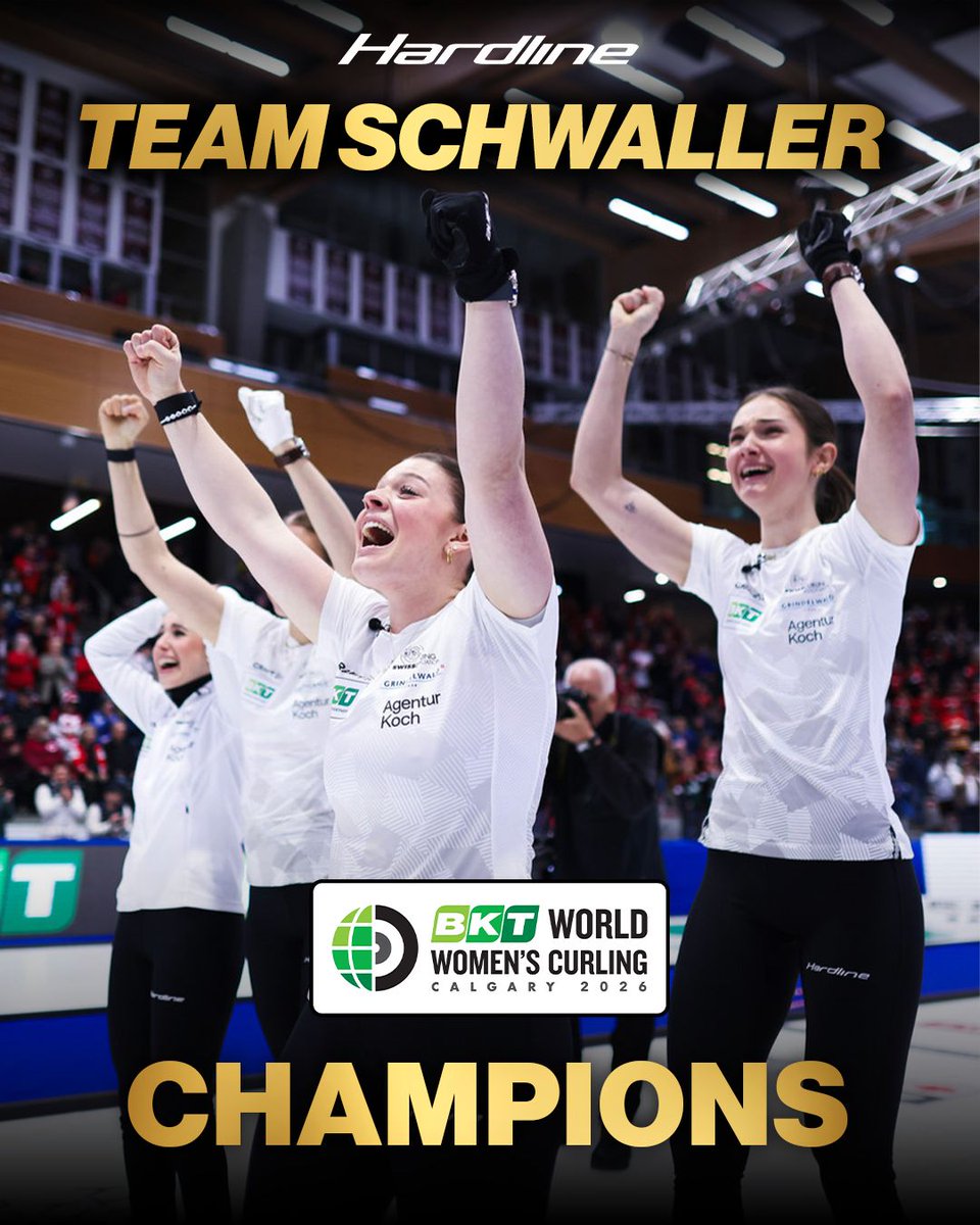 HardlineCurling's tweet image. World champions.

Congratulations to Team Schwaller on capturing gold in Calgary. From World Junior champions in 2024 to World Women’s champions in 2026. An incredible rise.

📸 World Curling

#HardlineNation #JoinTheRevolution